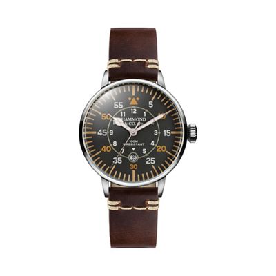 Men's 'Aviation' watch with brown leather strap